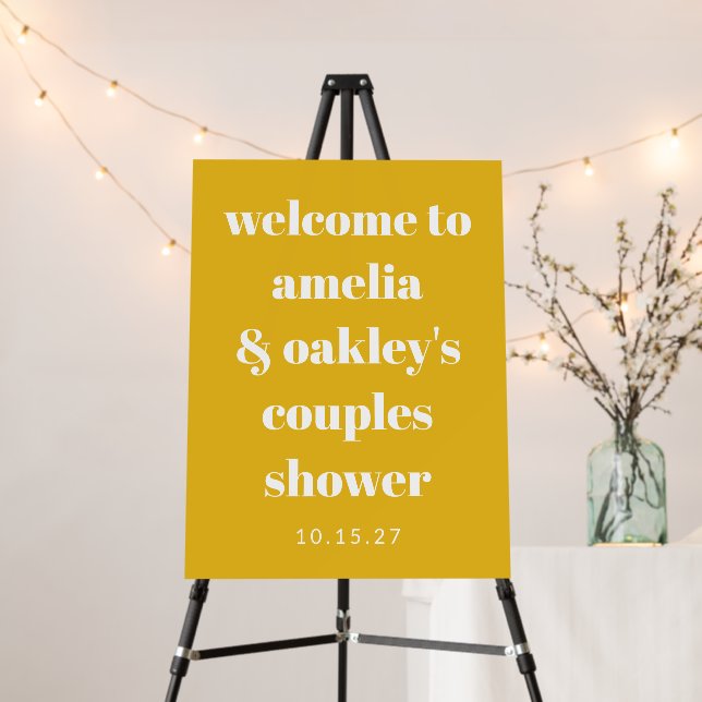 Cute Custom Yellow Couples Shower Welcome Sign (In Situ (Stand))