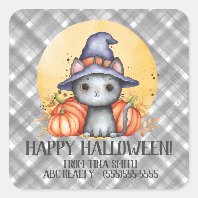 Cute Customer Happy Halloween Square Sticker (Front)