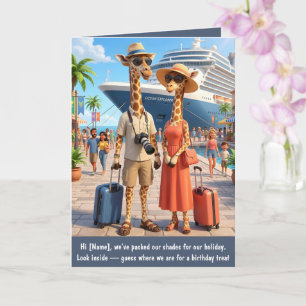 Cute Customizable 3D Giraffe Kid's Birthday Card