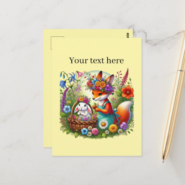 Cute customizable animal lovers  postcard (Front/Back In Situ)