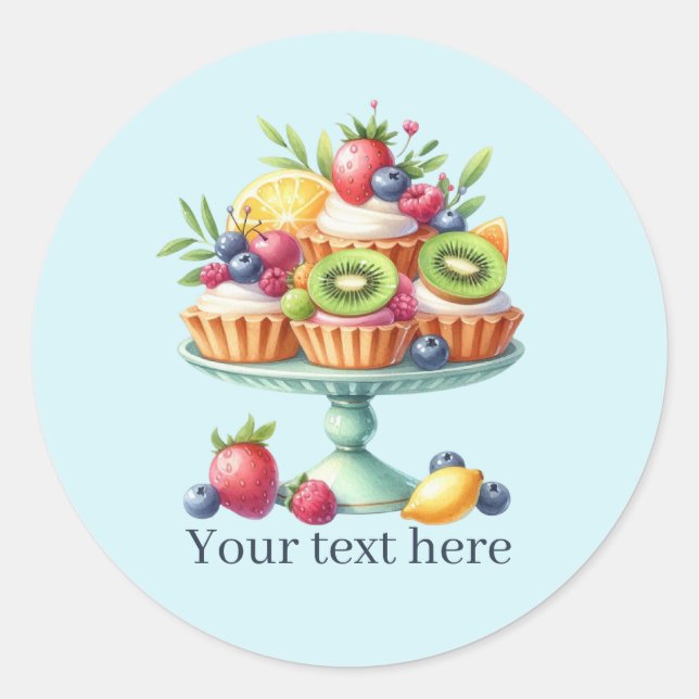 Cute customizable Bakery cupcake Classic Round Sticker (Front)