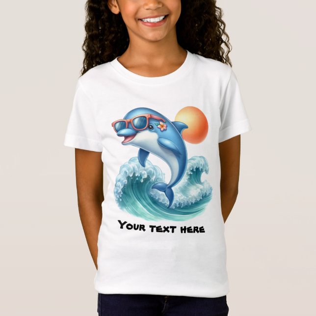 Cute customizable beach dolphin T-Shirt (Front)