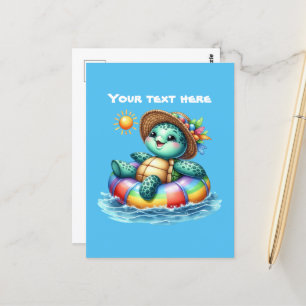 Cute customizable beach sea turtle postcard