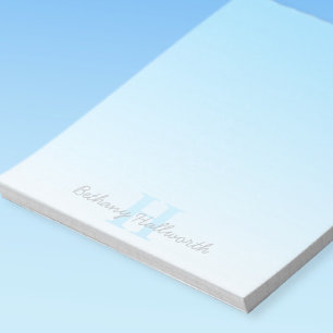 Cute Customizable Blue Monogram & Your Name Script Notepad