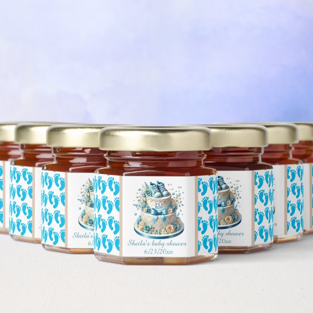 Cute customizable boys baby shower  honey jar favors (Multi)
