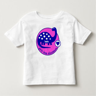 Cute Customizable Bright Pink Dinosaur for Girls Toddler T-shirt