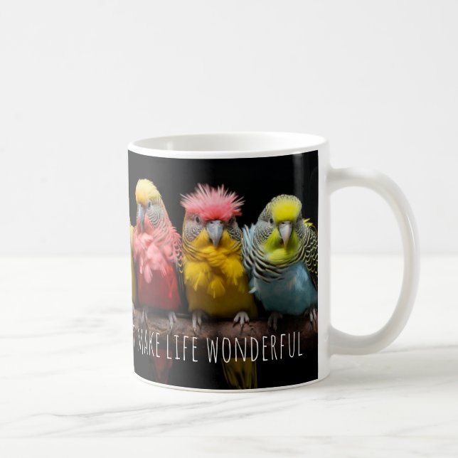 Cute Customizable  Budgerigar Coffee Mug (Right)