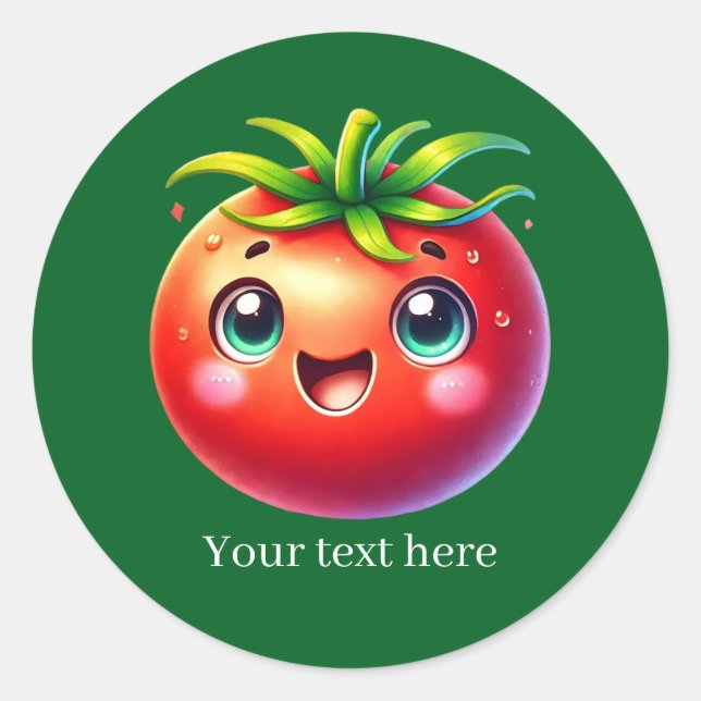 Cute customizable business tomato classic round sticker (Front)