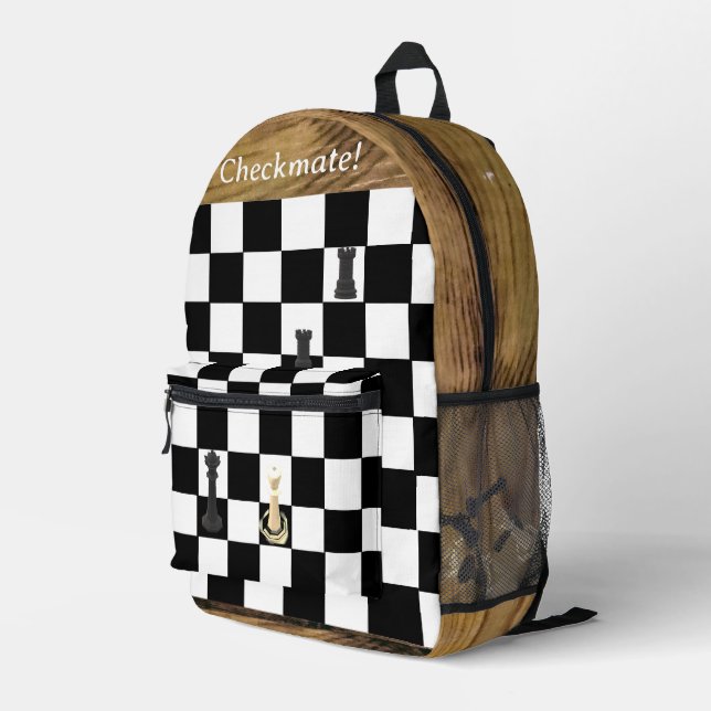 Cute Customizable Chess Themed Printed Backpack (Back Corner Right)