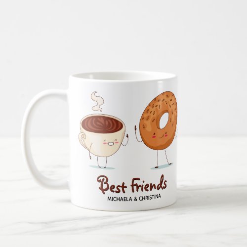 Cute Customizable Coffee Donut BFF Best Friends Coffee Mug