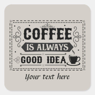 Cute customizable coffee word art square sticker