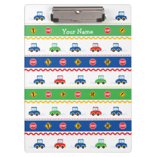 Cute Customizable Colorful Cartoon Cars Clipboard