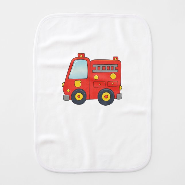 Cute Customizable Firetruck Burp Cloth (Front)