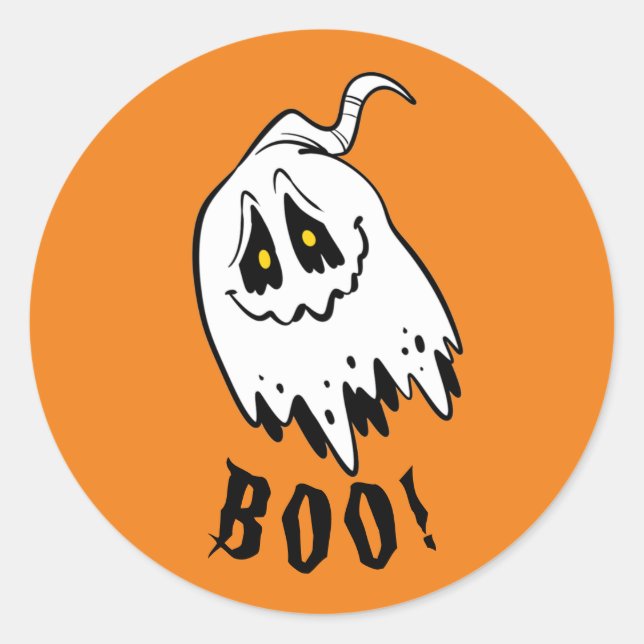 Cute customizable ghost Boo Halloween Classic Round Sticker (Front)