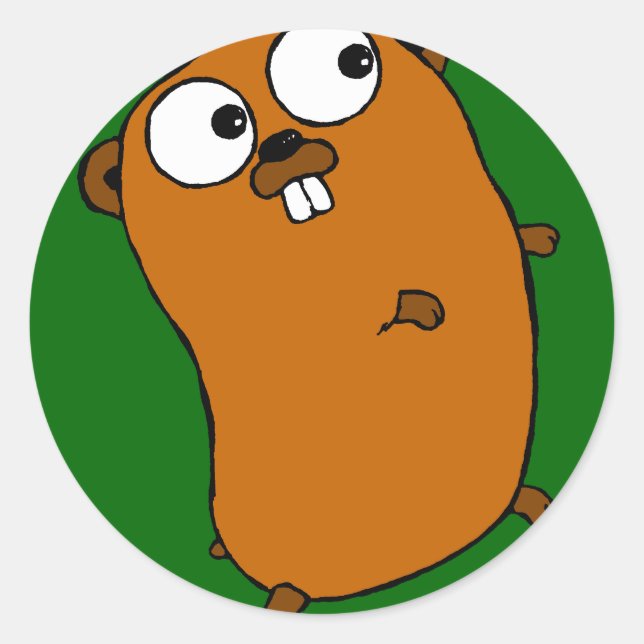 cute customizable gopher classic round sticker (Front)