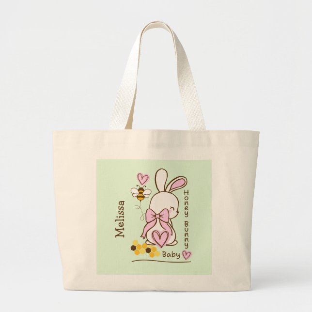 Cute & Customizable Honey Bunny Baby Girl Tote Bag (Front)