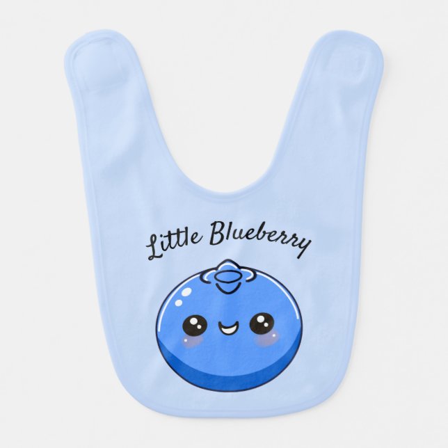 Cute Customizable Kawaii Blueberry Blue Baby Bib (Front)