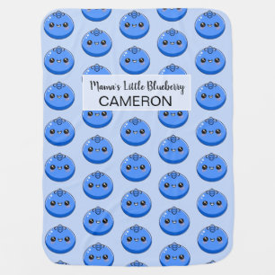 Cute Customizable Kawaii Blueberry Blue Baby Blanket