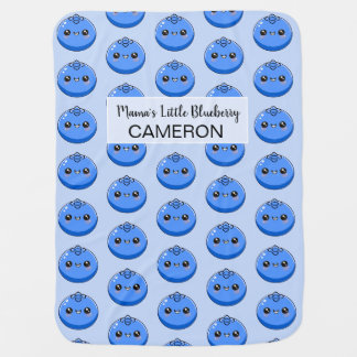 Cute Customizable Kawaii Blueberry Blue Baby Blanket