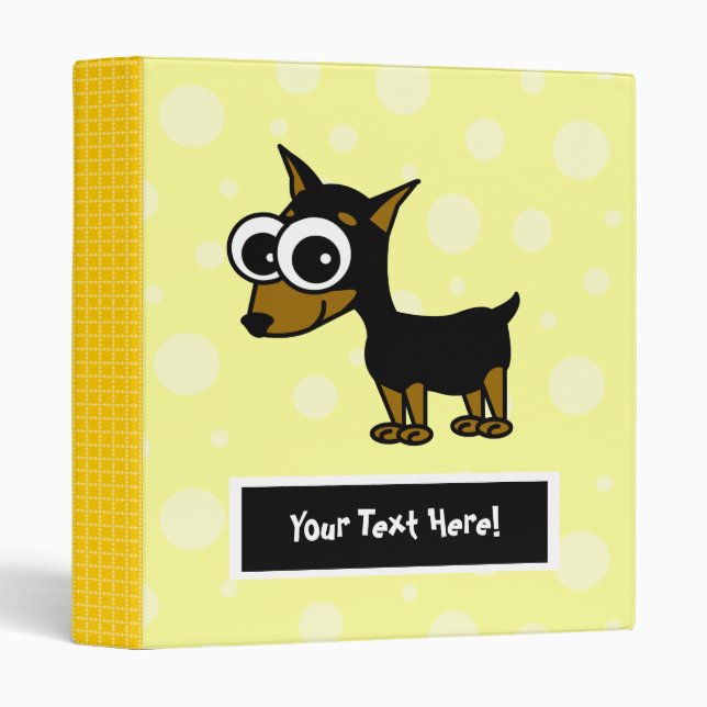 Cute Customizable Minpin Binder - Yellow (Front/Spine)