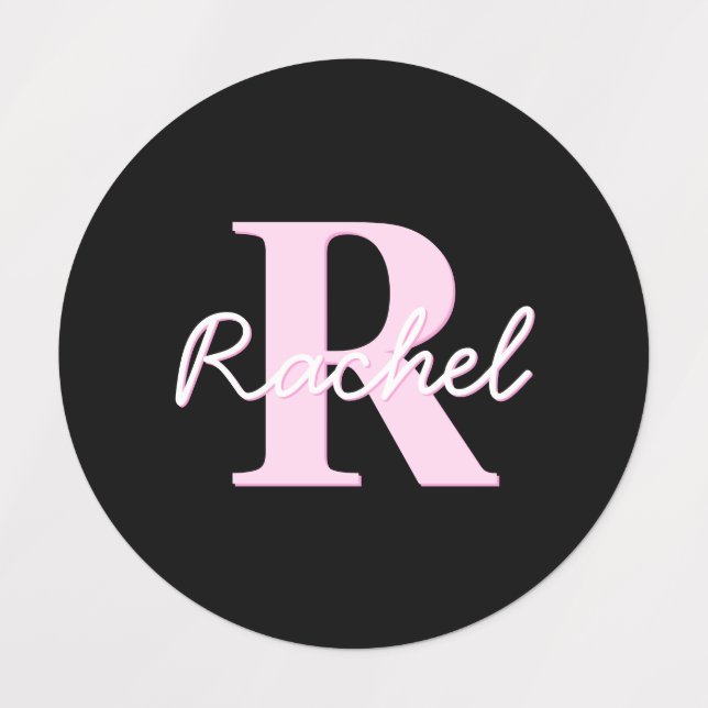 Cute Customizable Monogram | Light Pink & Black Labels (Design 1)