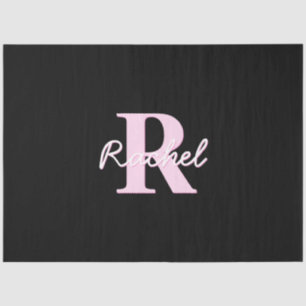 Cute Customizable Monogram   Light Pink & Black Tissue Paper