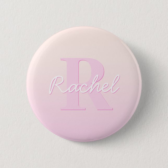 Cute Customizable Monogram | Peach & Pink Ombre Button (Front)