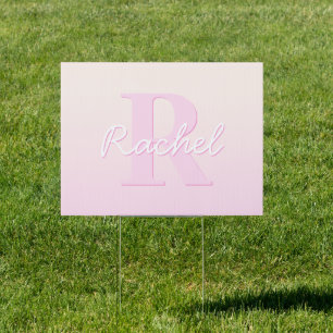 Cute Customizable Monogram   Peach & Pink Ombre Sign