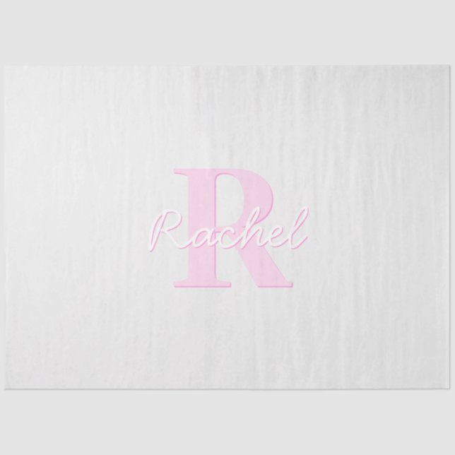 Cute Customizable Monogram | Pink Ombre & Gray Tissue Paper (Front)