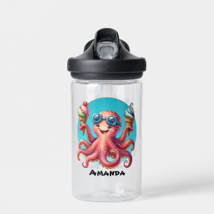 Cute customizable octopus ice cream water bottle