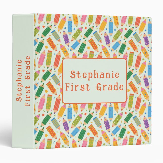 Cute Customizable Pencil Print Binder (Front/Spine)