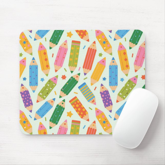 Cute Customizable Pencil Print Mouse Pad (With Mouse)