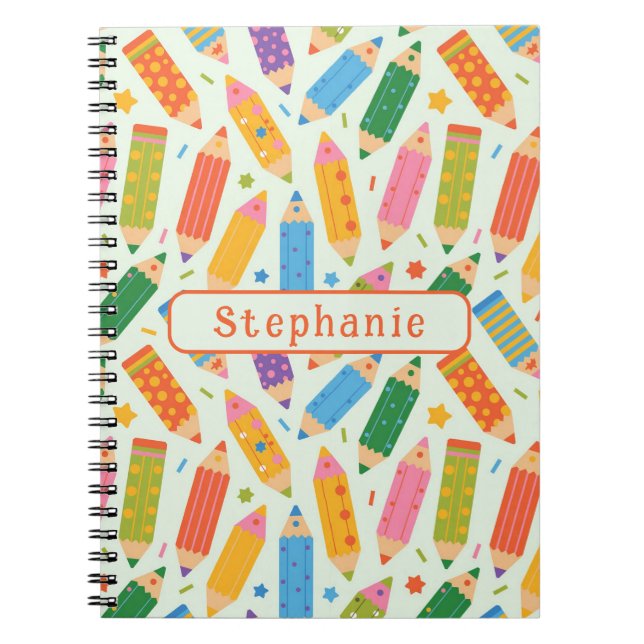 Cute Customizable Pencil Print Notebook (Front)