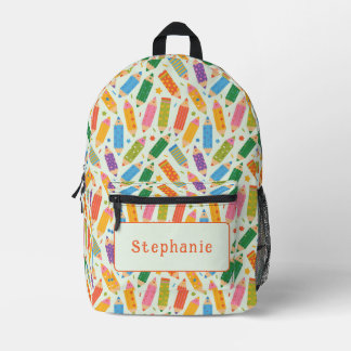 Cute Customizable Pencil Print Printed Backpack