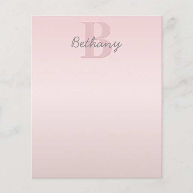 Cute Customizable Pink Monogram & Your Name Script (Front)