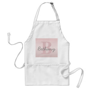 Cute Customizable Pink Monogram & Your Name Script Adult Apron