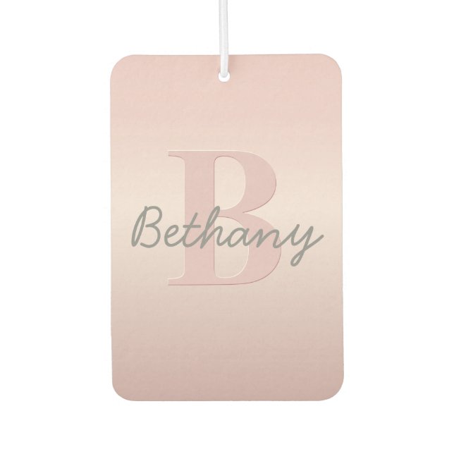 Cute Customizable Pink Monogram & Your Name Script Air Freshener (Front)