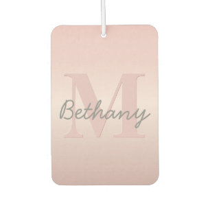 Cute Customizable Pink Monogram & Your Name Script Air Freshener