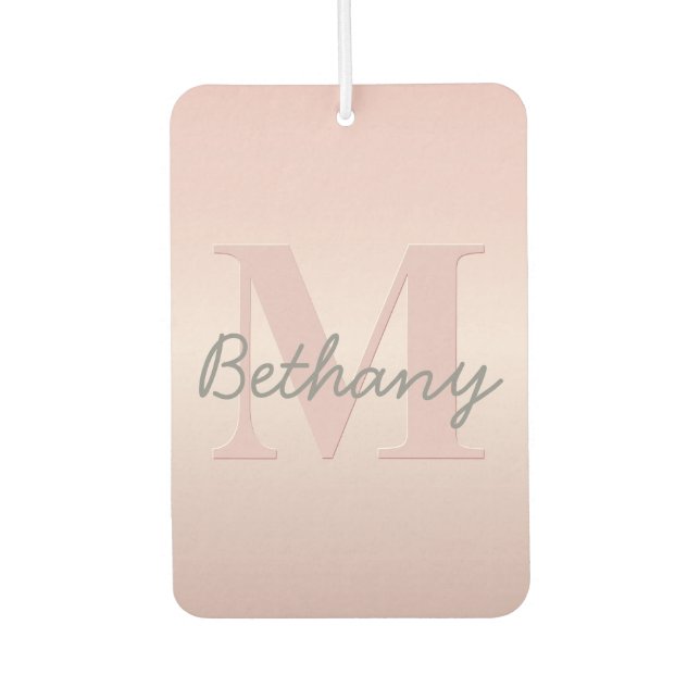 Cute Customizable Pink Monogram & Your Name Script Air Freshener (Front)