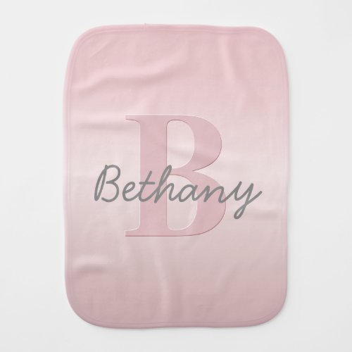 Cute Customizable Pink Monogram  Your Name Script Baby Burp Cloth