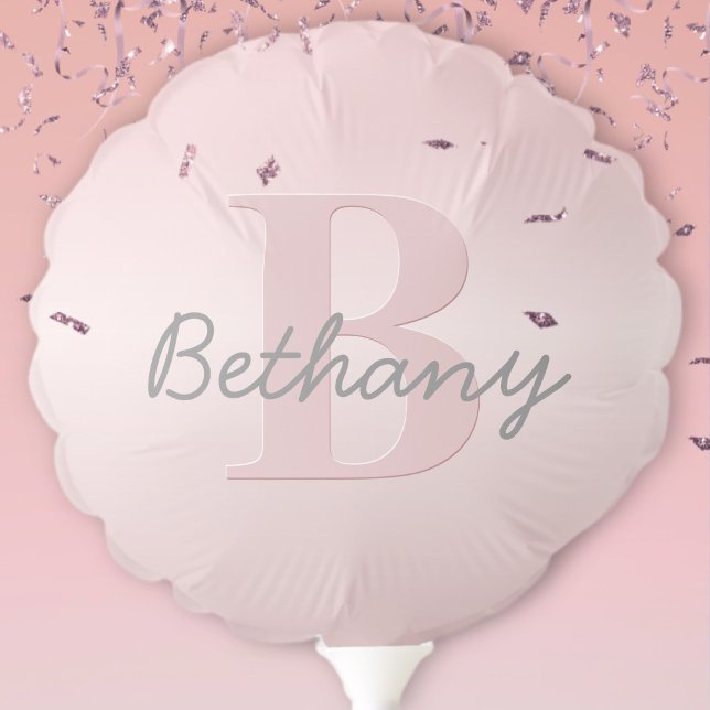 Cute Customizable Pink Monogram & Your Name Script Balloon (Creator Uploaded)
