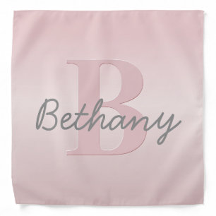 Cute Customizable Pink Monogram & Your Name Script Bandana