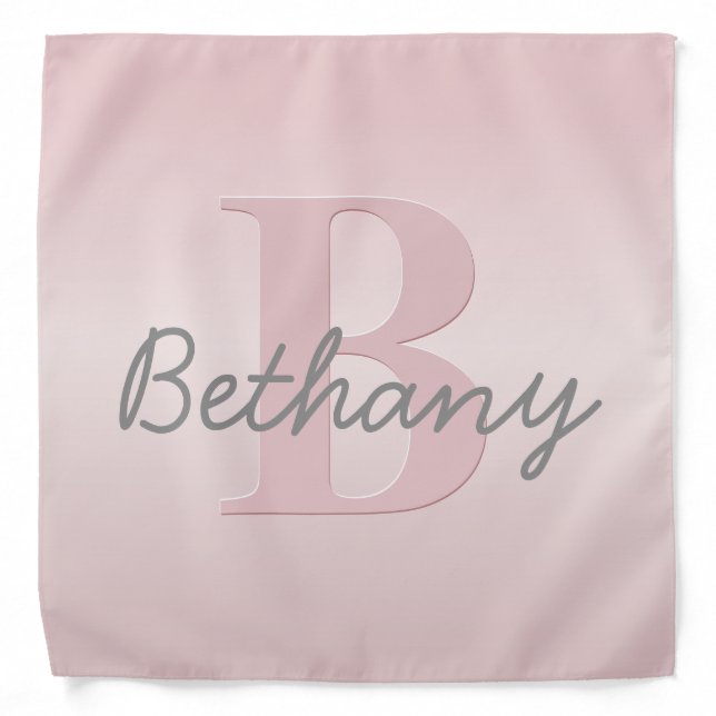 Cute Customizable Pink Monogram & Your Name Script Bandana (Front)