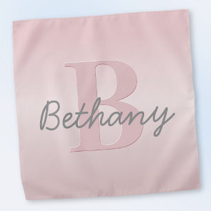 Cute Customizable Pink Monogram & Your Name Script Bandana