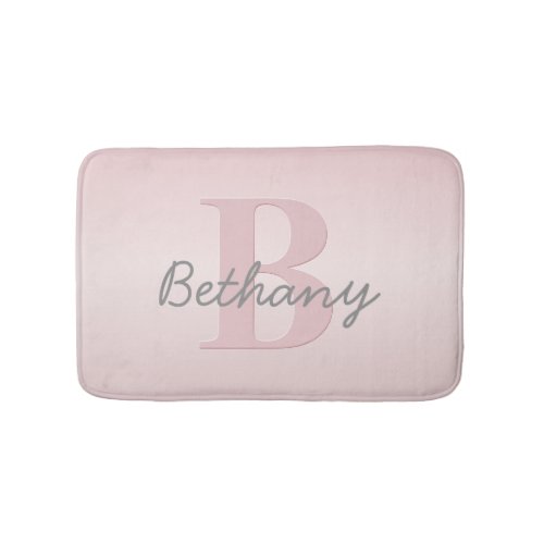 Cute Customizable Pink Monogram  Your Name Script Bath Mat