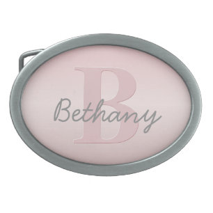 Cute Customizable Pink Monogram & Your Name Script Belt Buckle