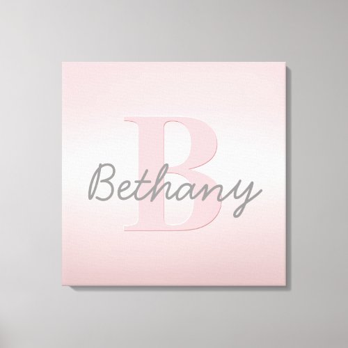 Cute Customizable Pink Monogram  Your Name Script Canvas Print