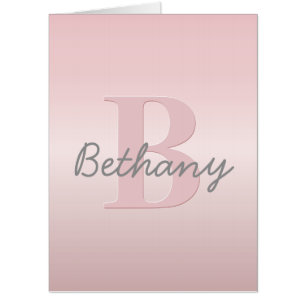 Cute Customizable Pink Monogram & Your Name Script Card