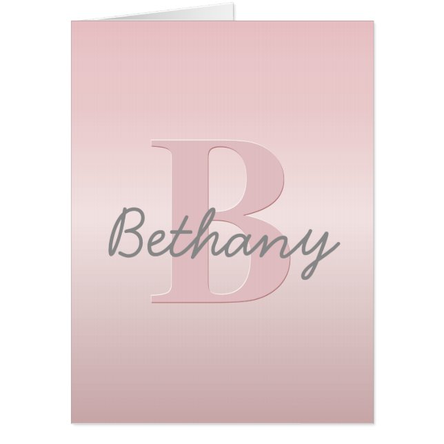 Cute Customizable Pink Monogram & Your Name Script Card (Front)