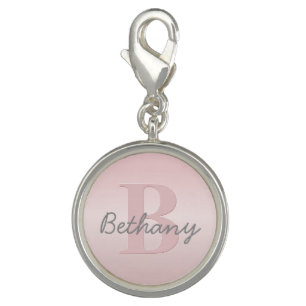 Cute Customizable Pink Monogram & Your Name Script Charm